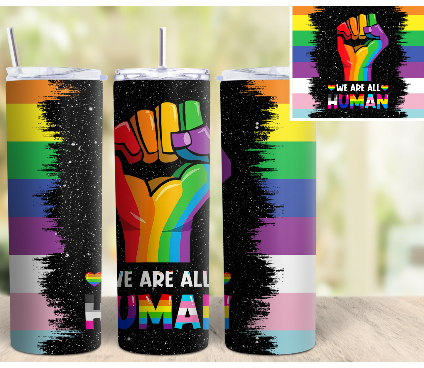 We Are All Human Pride Tumbler